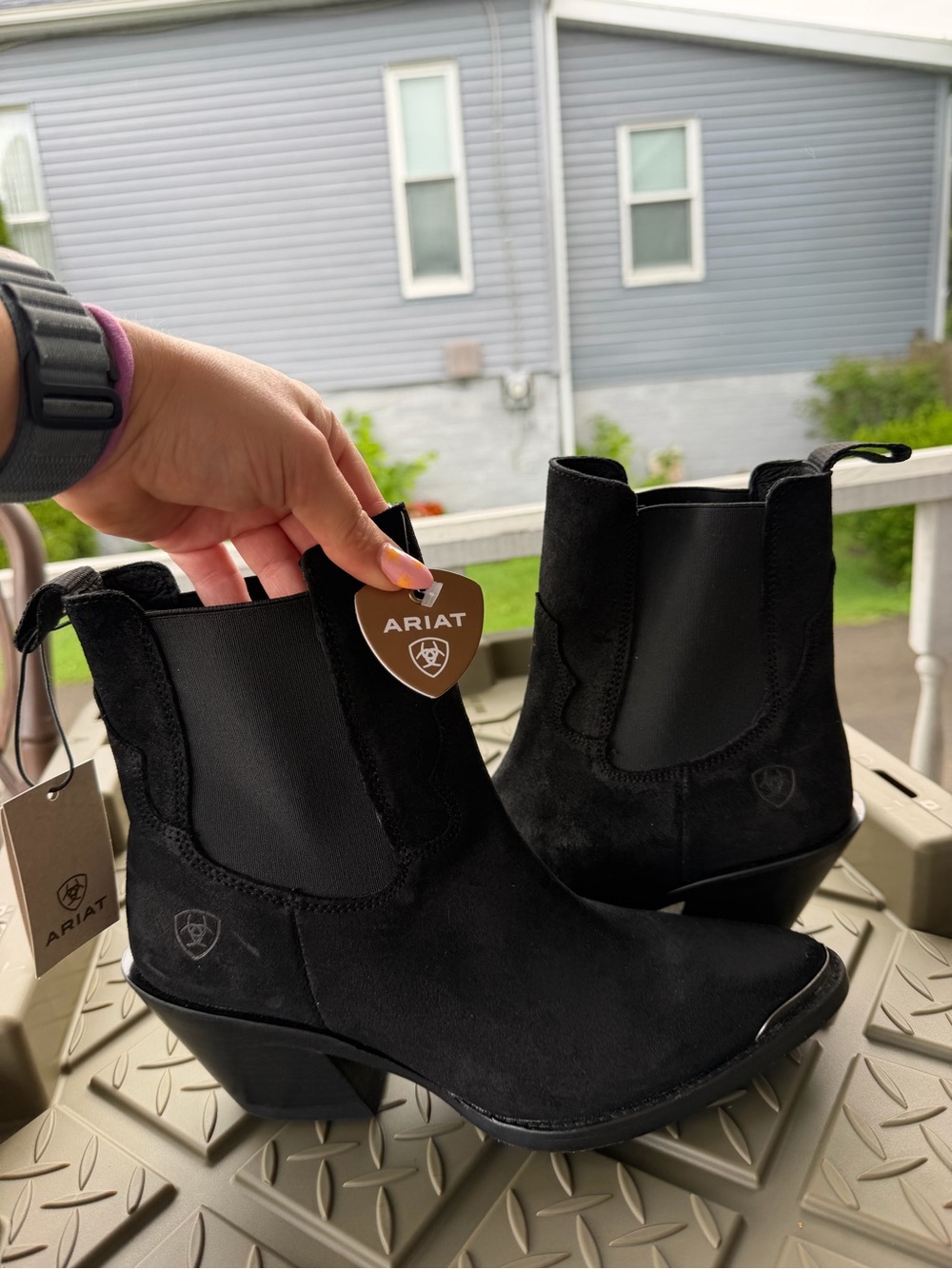 Ariat Black Suede Western Shiloh Ankle Boots